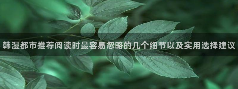 漫蛙漫画网页入口大全：韩漫都市推荐阅读时最容易忽略的几个细节以及实用选择建议
